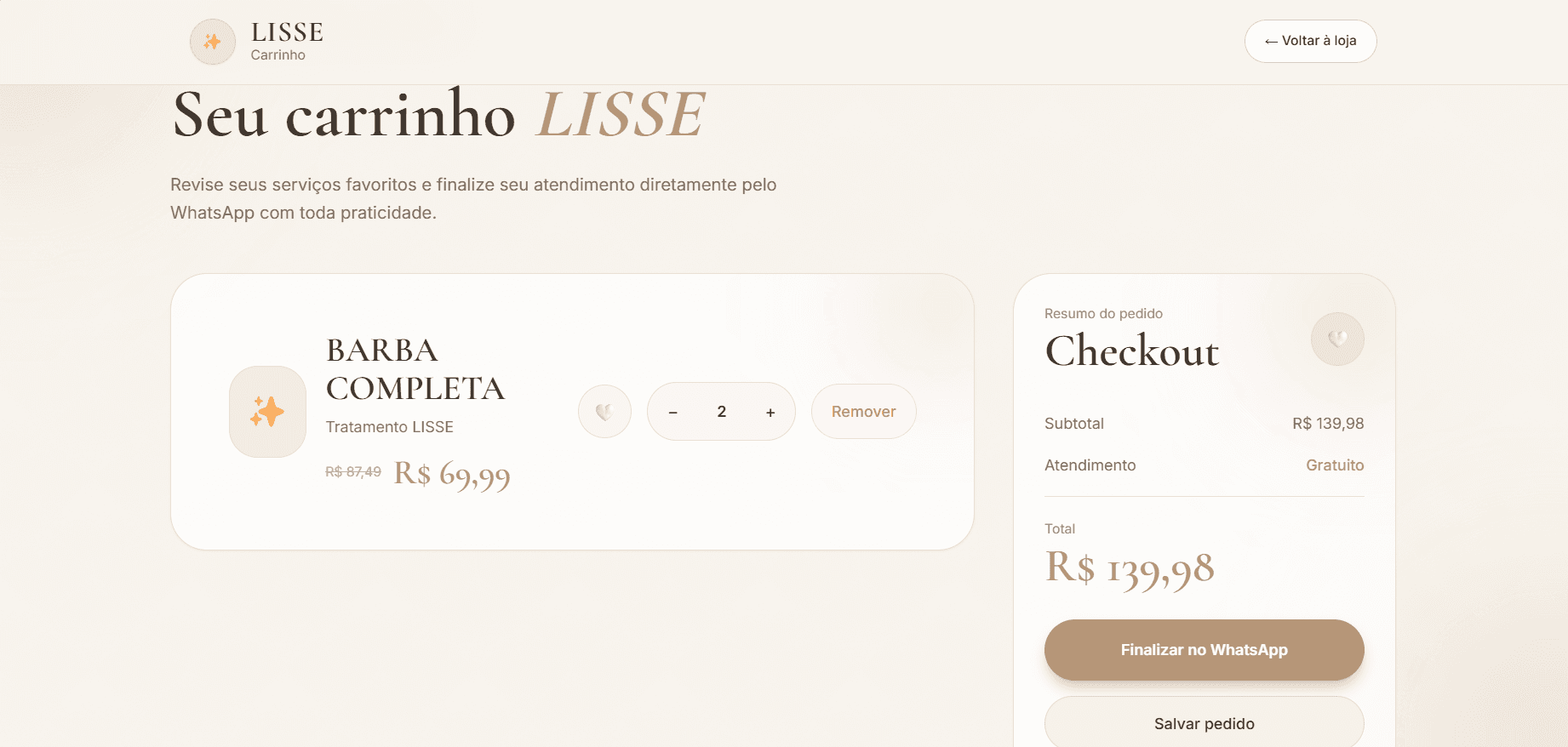 Carrinho de vendas LISSE LASER